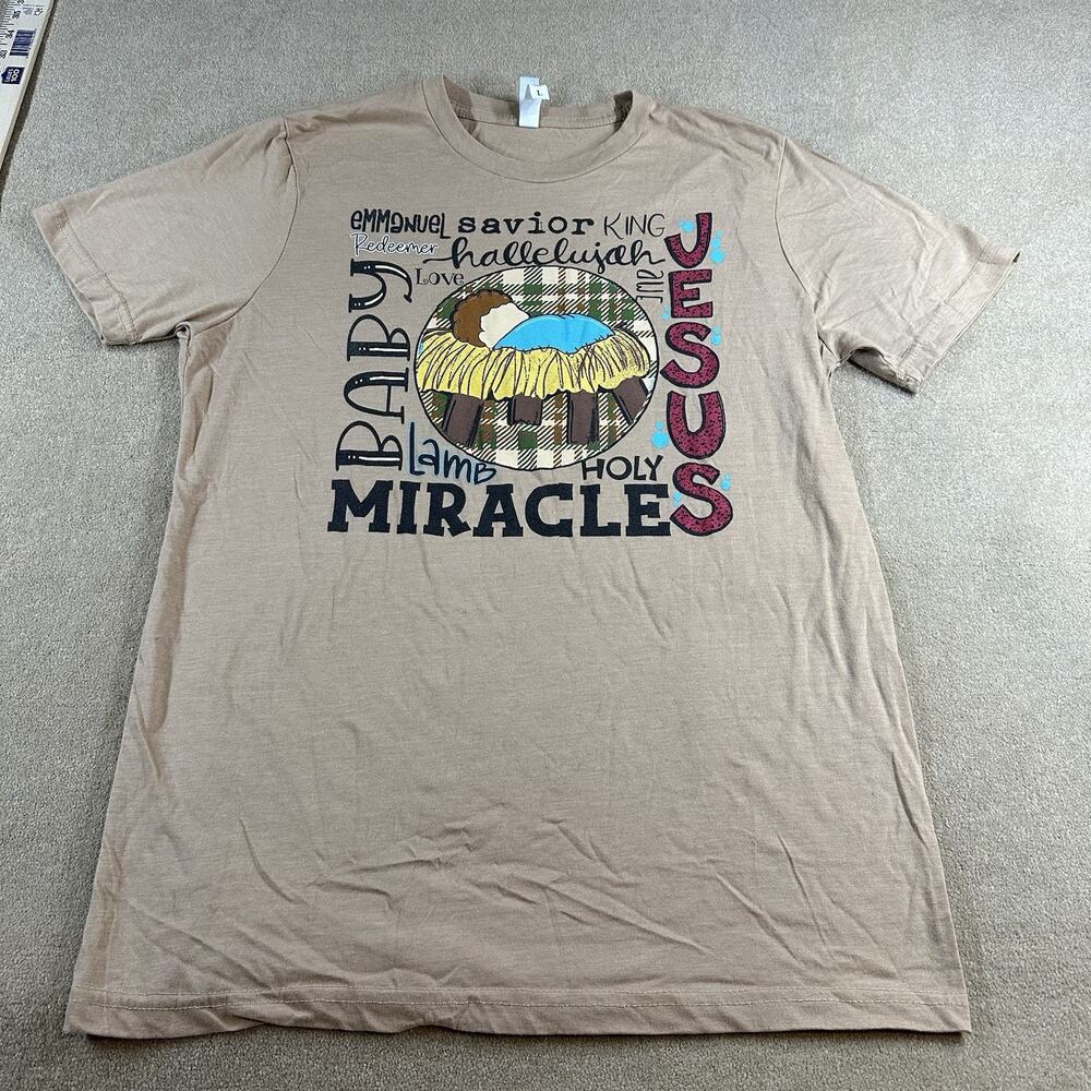 Christmas Manger Miracles Baby Jesus Tshirt. Large